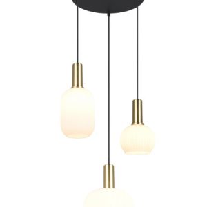 Lampa wisząca czarno-biała-złota DIVA 3xE27x10W wym: 150x38x30 cm Trio 838034 Lampa wisząca czarno-biała-złota DIVA 3xE27x10W wym: 150x38x30 cm Trio 838034