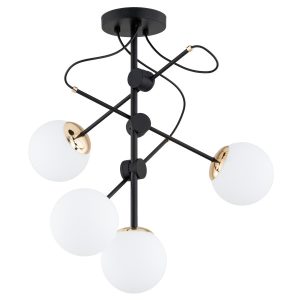 Lampa wisząca czarno-biała-złota OLIMP 4xE14x10W wym: 65x60x60 cm Alfa 841893