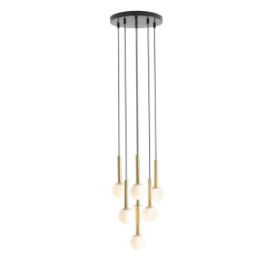 Lampa wisząca czarno-biała-złota Riu 7xG9x5W wym: 300x30x30 cm Aldex 856386