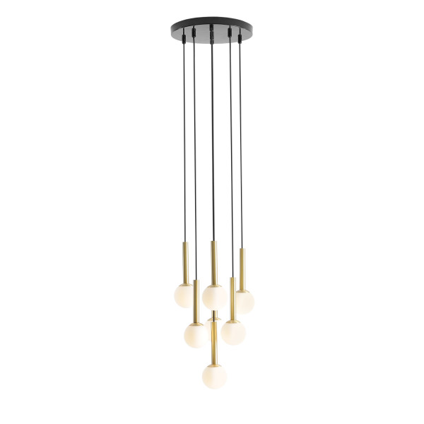 Lampa wisząca czarno-biała-złota Riu 7xG9x5W wym: 300x30x30 cm Aldex 856386