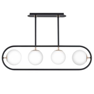 Lampa wisząca czarno-biała-złota SARAN 4xE14x10W wym: 53x80x15 cm Alfa 836409
