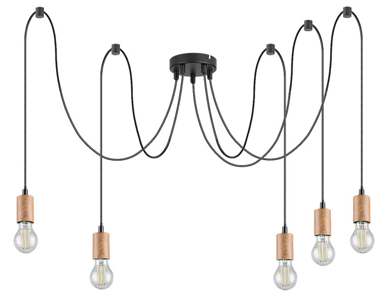 Lampa wisząca czarno-brązowa Dollien 5xE27x40W wym: 210x4,5x4,5 cm Rabalux 854729