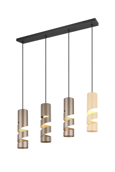 Lampa wisząca czarno-brązowa-kremowa-patyna STREAM 4xGU10x10W Trio 837840