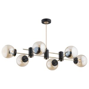 Lampa wisząca czarno-bursztynowa Sola 6xE14x40W wym: 51x96x57 cm Alfa 854292 Lampa wisząca czarno-bursztynowa Sola 6xE14x40W wym: 51x96x57 cm Alfa 854292