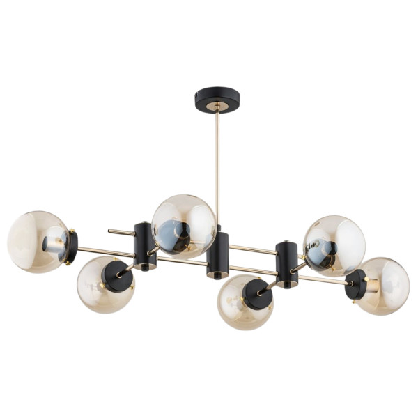 Lampa wisząca czarno-bursztynowa Sola 6xE14x40W wym: 51x96x57 cm Alfa 854292