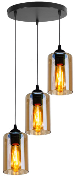 Lampa wisząca czarno-bursztynowy BISTRO 3xE27x40W Candellux 924128