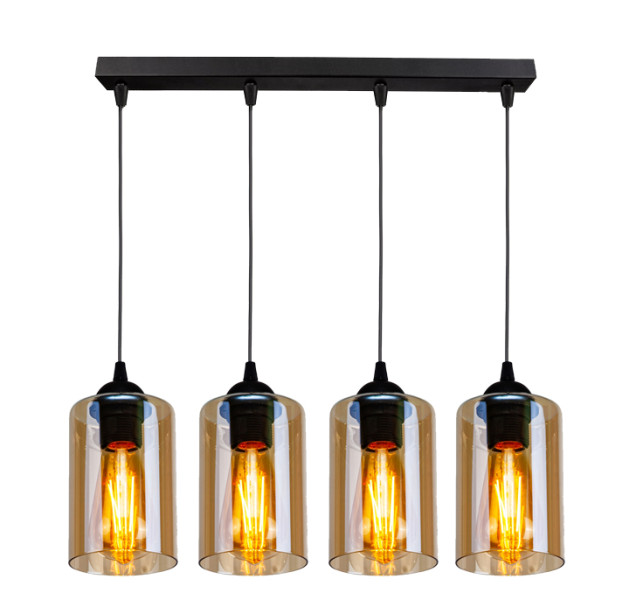 Lampa wisząca czarno-bursztynowy BISTRO 4xE27x40W Candellux 924194