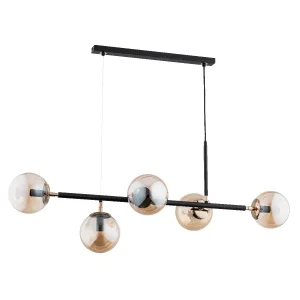 Lampa wisząca czarno-bursztynowy Dansa 5xE14x40W wym: 80x110x31 cm Alfa 1000768 Lampa wisząca czarno-bursztynowy Dansa 5xE14x40W wym: 80x110x31 cm Alfa 1000768