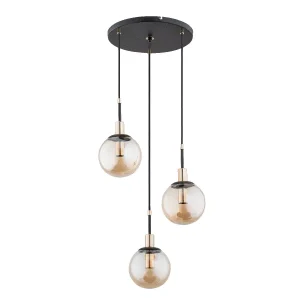 Lampa wisząca czarno-bursztynowy Sebia 3xE14x40W wym: 90x36x36 cm Alfa 952591 Lampa wisząca czarno-bursztynowy Sebia 3xE14x40W wym: 90x36x36 cm Alfa 952591