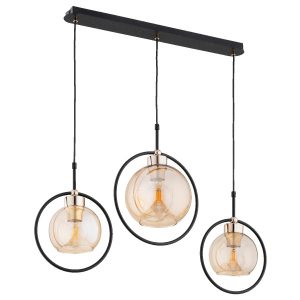 Lampa wisząca czarno-bursztynowy-złota DELSI 3xE27x15W Alfa 841777 Lampa wisząca czarno-bursztynowy-złota DELSI 3xE27x15W Alfa 841777