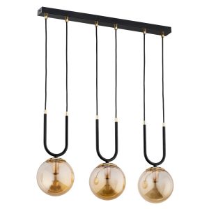 Lampa wisząca czarno-bursztynowy-złota GEMMA 3xE14x10W Alfa 847923 Lampa wisząca czarno-bursztynowy-złota GEMMA 3xE14x10W Alfa 847923