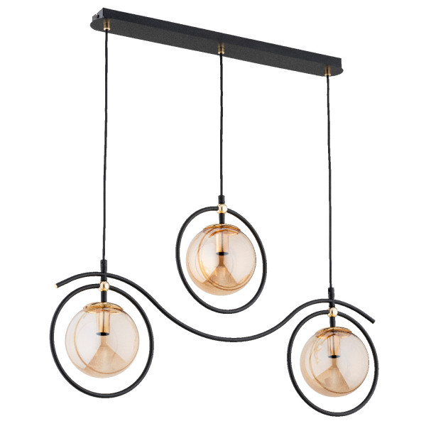 Lampa wisząca czarno-bursztynowy-złota KIRA 3xE14x10W wym: 90x24x78 cm Alfa 841573
