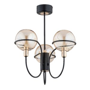 Lampa wisząca czarno-bursztynowy-złota PETRA 3xE14x10W Alfa 837437 Lampa wisząca czarno-bursztynowy-złota PETRA 3xE14x10W Alfa 837437