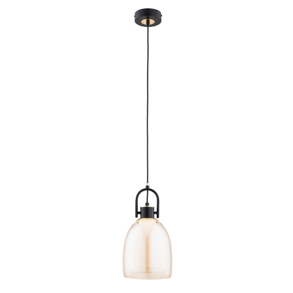 Lampa wisząca czarno-bursztynowy-złota SODA 1xE27x15W wym: 95x18x18 cm Alfa 836322