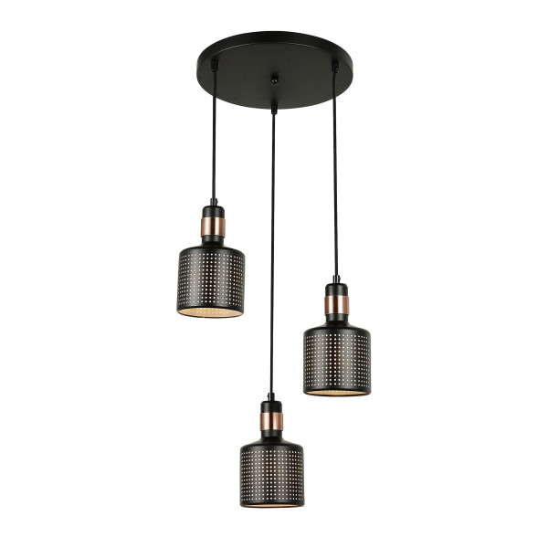 Lampa wisząca czarno-miedziana Restenza 3xE27x40W wym: 100x38x38 cm Italux 854387
