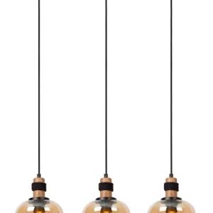 Lampa wisząca czarno-miodowy ILONA 3xE27x40W wym: 150x70x18 cm Lucide 850193 Lampa wisząca czarno-miodowy ILONA 3xE27x40W wym: 150x70x18 cm Lucide 850193
