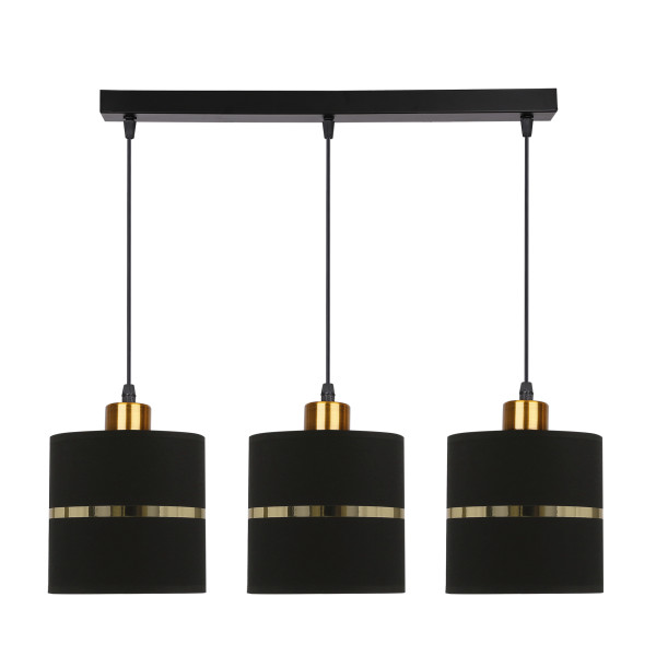 Lampa wisząca czarno-mosiężny Assam 3xE27x60W wym: 90x65x15 cm Candellux 924200