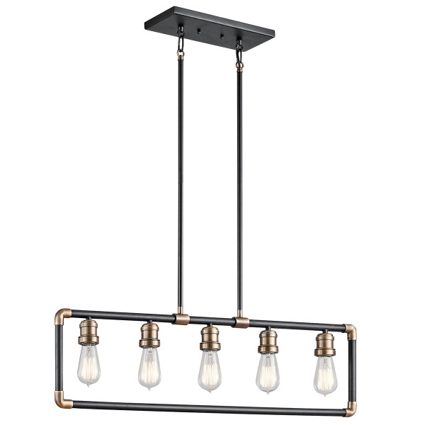 Lampa wisząca czarno-naturalny mosiądz Imahn 5xE27x60W Kichler 849458