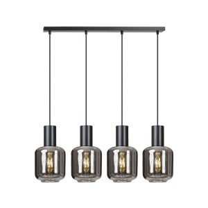 Lampa wisząca czarno-przezroczysta INGVAR 4xE14x10W Emibig 854223 Lampa wisząca czarno-przezroczysta INGVAR 4xE14x10W Emibig 854223