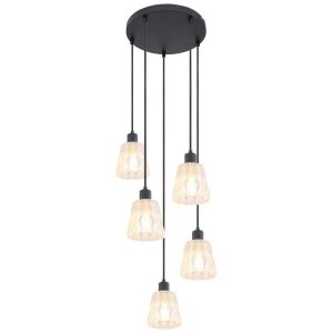 Lampa wisząca czarno-przezroczysta Jarina 5xE27x40W Rabalux 952568 Lampa wisząca czarno-przezroczysta Jarina 5xE27x40W Rabalux 952568