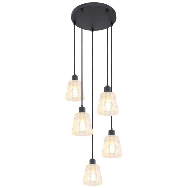 Lampa wisząca czarno-przezroczysta Jarina 5xE27x40W Rabalux 952568