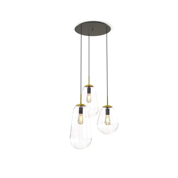 Lampa wisząca czarno-przezroczysta-złota PEAR 3xE27x40W Nowodvorski 852084