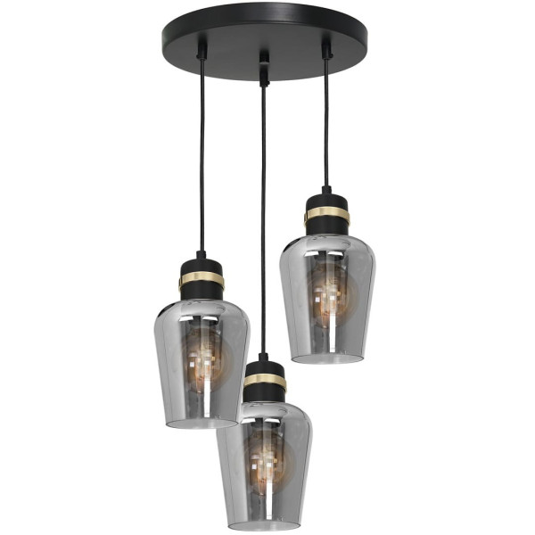 Lampa wisząca czarno-przezroczysta-złota RICHMOND 3xE27x60W Milagro 860968