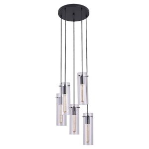 Lampa wisząca czarno-przezroczysty Acantha 5xE27x60W Rabalux 952567 Lampa wisząca czarno-przezroczysty Acantha 5xE27x60W Rabalux 952567