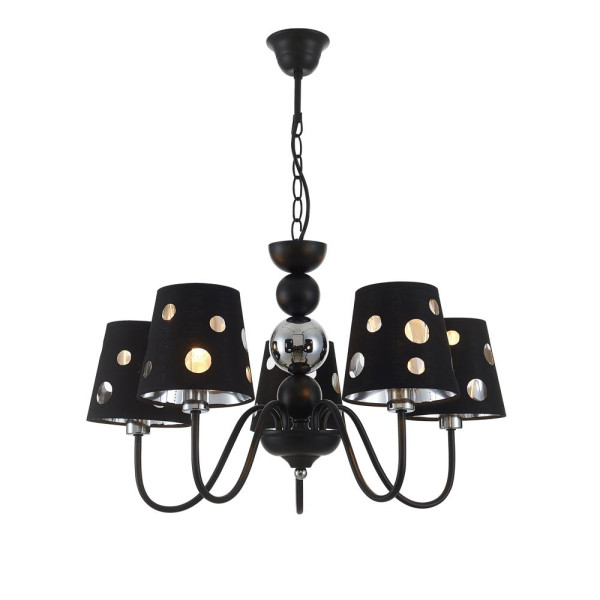 Lampa wisząca czarno-srebrna BATLEY 5xE14x60W wym: 100x58x58 cm Candellux 924016