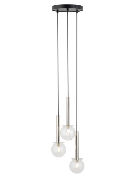 Lampa wisząca czarno-srebrna-przezroczysty DAISY 3xG9x12W Sigma Lighting 837895