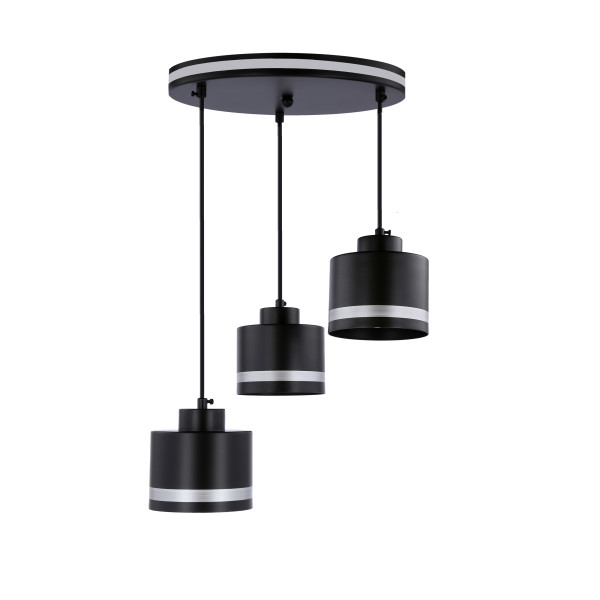 Lampa wisząca czarno-srebrna WAMA 3xE27x40W wym: 100x37x37 cm Candellux 923527