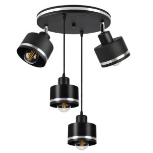 Lampa wisząca czarno-srebrna WAMA 4xE27x40W wym: 100x37x37 cm Candellux 924075