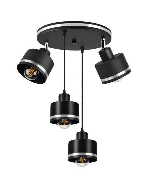 Lampa wisząca czarno-srebrna WAMA 4xE27x40W wym: 100x37x37 cm Candellux 924075