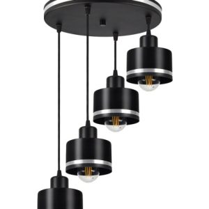 Lampa wisząca czarno-srebrna WAMA 4xE27x40W wym: 100x37x37 cm Candellux 923522