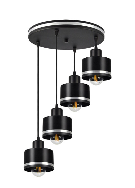 Lampa wisząca czarno-srebrna WAMA 4xE27x40W wym: 100x37x37 cm Candellux 923522