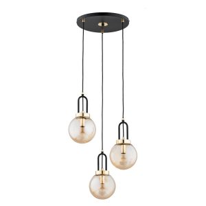 Lampa wisząca czarno-złota-bursztynowy ATORI 3xE14x10W Alfa 841805 Lampa wisząca czarno-złota-bursztynowy ATORI 3xE14x10W Alfa 841805