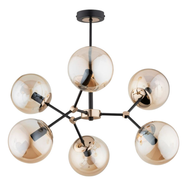 Lampa wisząca czarno-złota-bursztynowy FOTON 6xE14x10W Alfa 841799