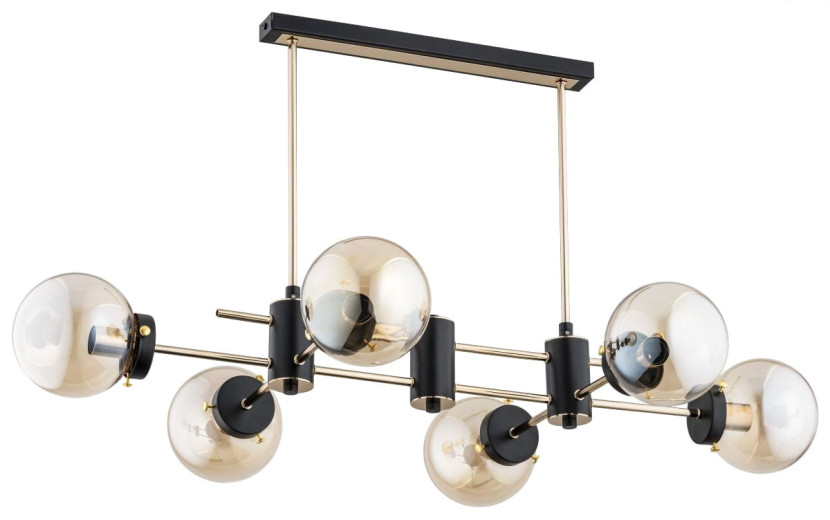 Lampa wisząca czarno-złota-bursztynowy Linio 6xE14x40W Alfa 854558