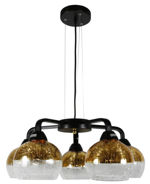 Lampa wisząca czarno-złota-chromowana CROMINA 5xE27x60W Candellux 856361