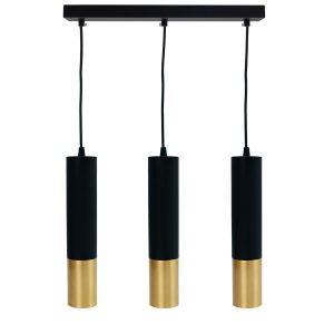 Lampa wisząca czarno-złota Circus 3xGU10x40W wym: 110x38x6 cm IdeaLED 851473 Lampa wisząca czarno-złota Circus 3xGU10x40W wym: 110x38x6 cm IdeaLED 851473