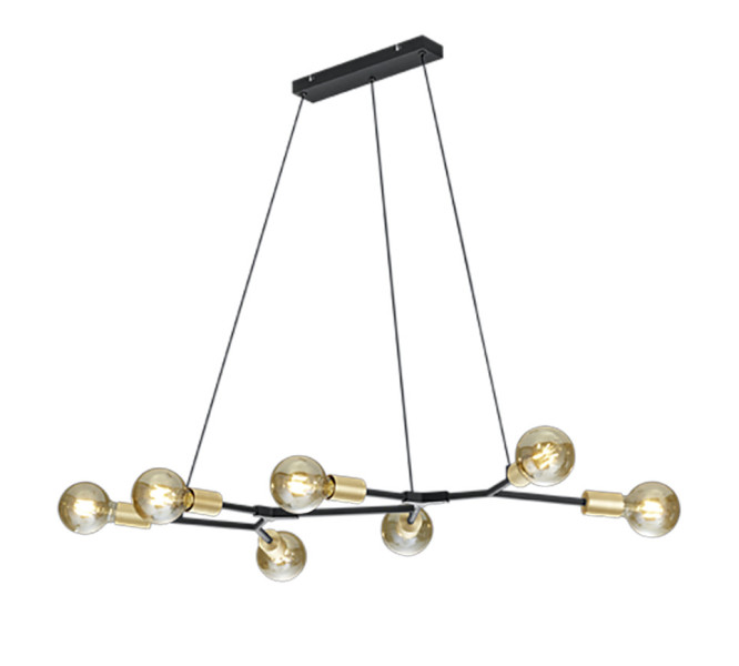 Lampa wisząca czarno-złota CROSS 7xE27x28W wym: 150x91x45 cm Trio 856466