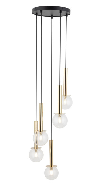 Lampa wisząca czarno-złota DAISY 5xG9x12W wym: 115x30x30 cm Sigma Lighting 837819