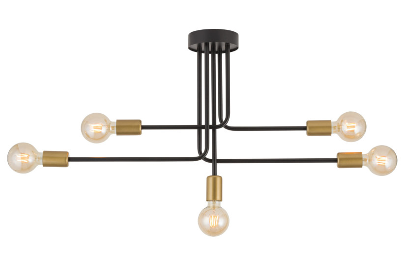 Lampa wisząca czarno-złota Gino 5xE27x15W wym: 44x83x13 cm Sigma Lighting 841835