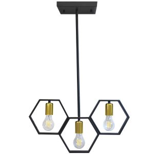 Lampa wisząca czarno-złota HONEY 3xE27x12W wym: 100x26x50 cm Polux 852075 Lampa wisząca czarno-złota HONEY 3xE27x12W wym: 100x26x50 cm Polux 852075