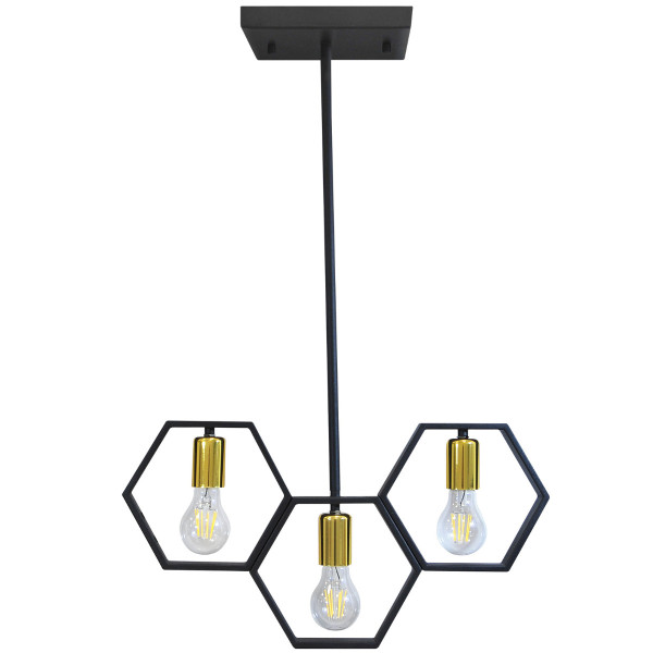 Lampa wisząca czarno-złota HONEY 3xE27x12W wym: 100x26x50 cm Polux 852075
