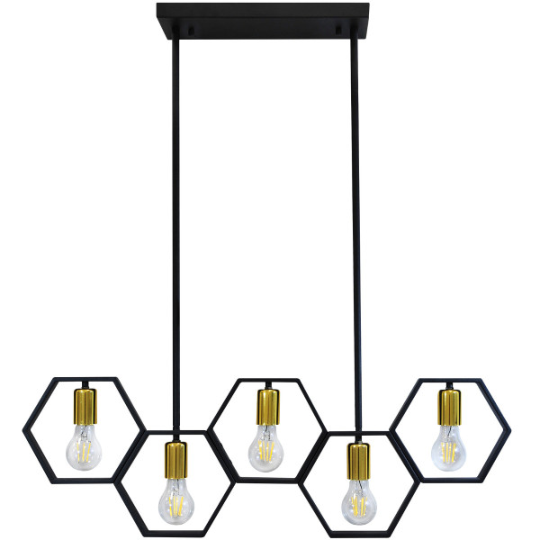 Lampa wisząca czarno-złota HONEY 5xE27x12W wym: 100x26x80 cm Polux 851982