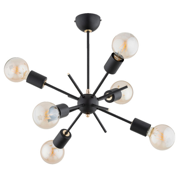 Lampa wisząca czarno-złota IGEL 6xE27x15W wym: 47x49x49 cm Alfa 841964