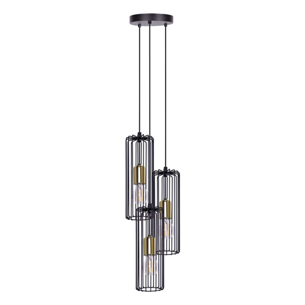 Lampa wisząca czarno-złota Kaja GABIA 3xE27x50W wym: 115x20x20 cm Kaja 854511