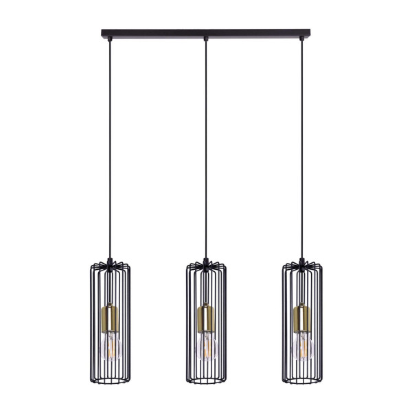Lampa wisząca czarno-złota Kaja GABIA 3xE27x50W wym: 162x67x10 cm Kaja 854563