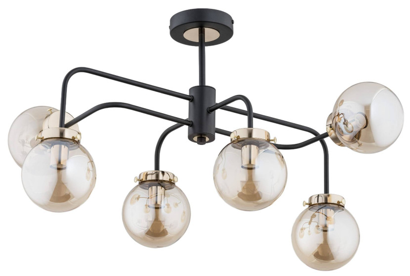 Lampa wisząca czarno-złota LINIO 6xE27x60W wym: 44x60x72 cm Alfa 856214